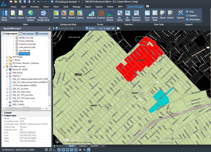 Spatial-Manager-ZWCAD-export-géoréférencé